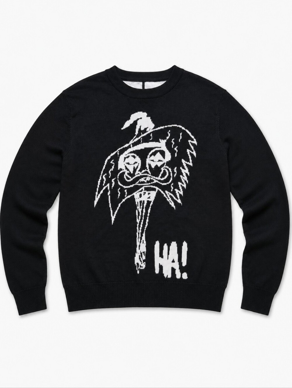 Haculla Men’s Nu-Skull Black Wool Graphic Crewneck Sweater Size S